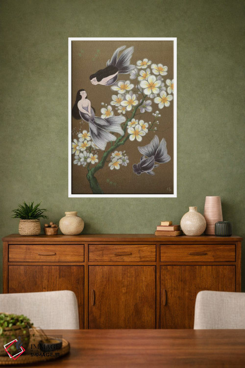 تابلو دکوراتیو پری های دریایی ماهی طلایی اثر مارتین هسو - D1W