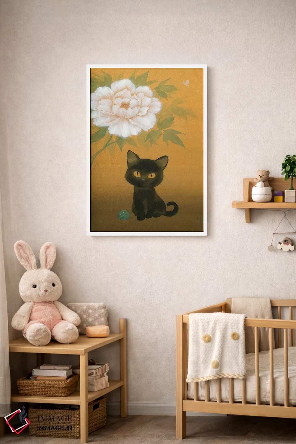 تابلو دکوراتیو گربه سیاه و گل صدتومانی اثر مارتین هسو - D3W