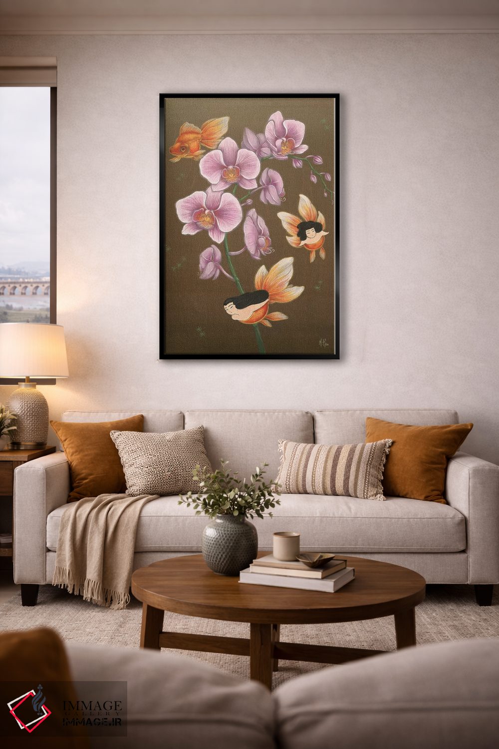 تابلو دکوراتیو پری های دریایی ماهی طلایی اثر مارتین هسو - D4B