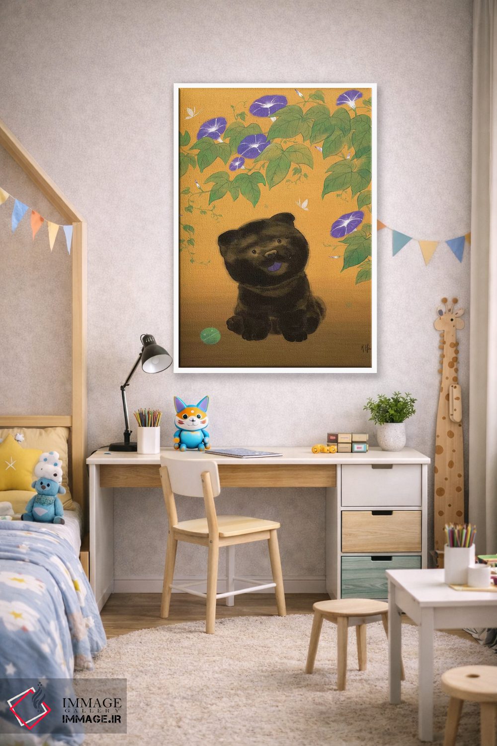 تابلو دکوراتیو سگ چو و پیچک صبحگاهی اثر مارتین هسو - D1W