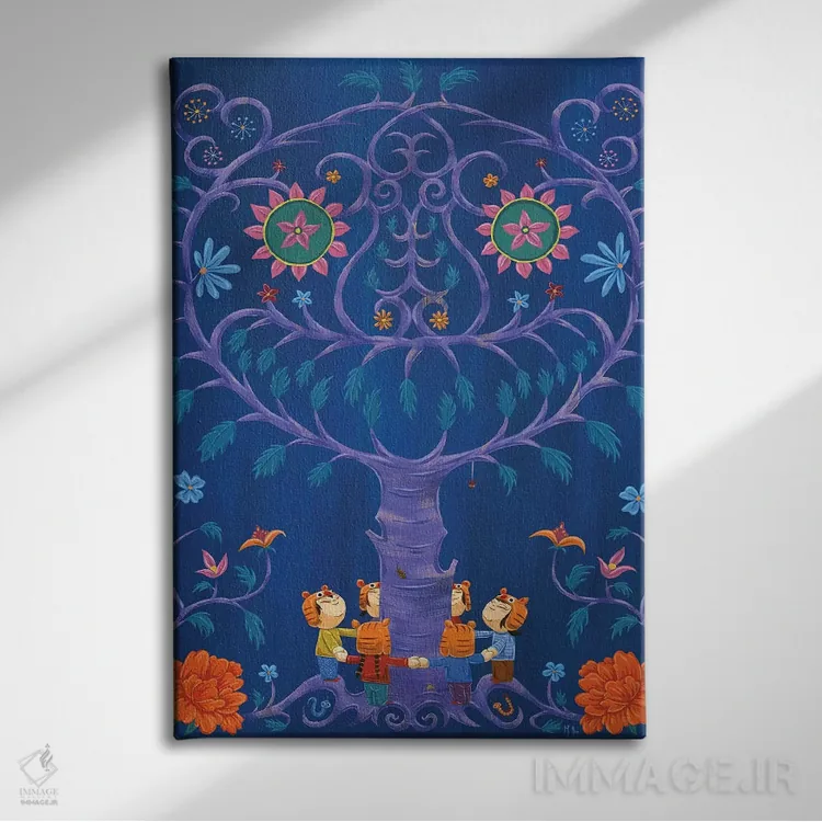 تابلو دکوراتیو ببرها اثر مارتین هسو - نمای روبهرو روی دیوار