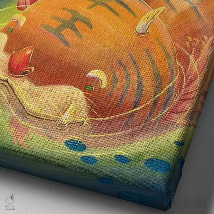 تابلو دکوراتیو گربه لیلی اثر مارتین هسو - نمای نزدیک بافت بوم