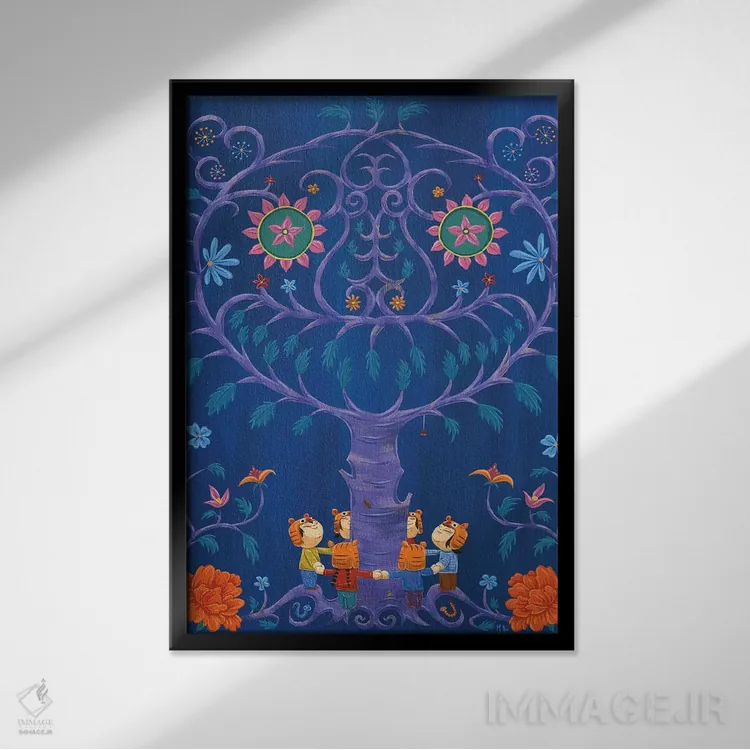 تابلو دکوراتیو ببرها اثر مارتین هسو - نمای قابدار مشکی