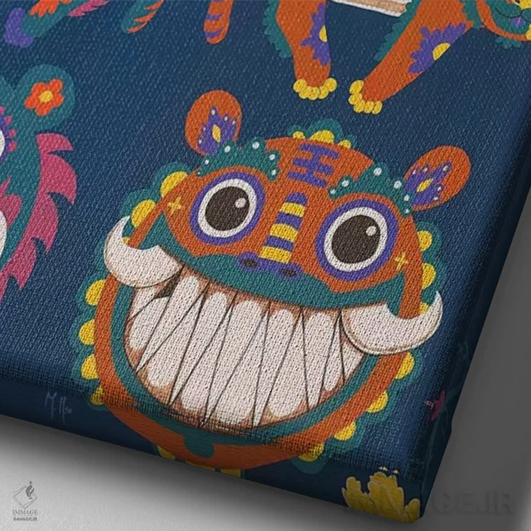 تابلو دکوراتیو ببرها اثر مارتین هسو - نمای نزدیک بافت بوم