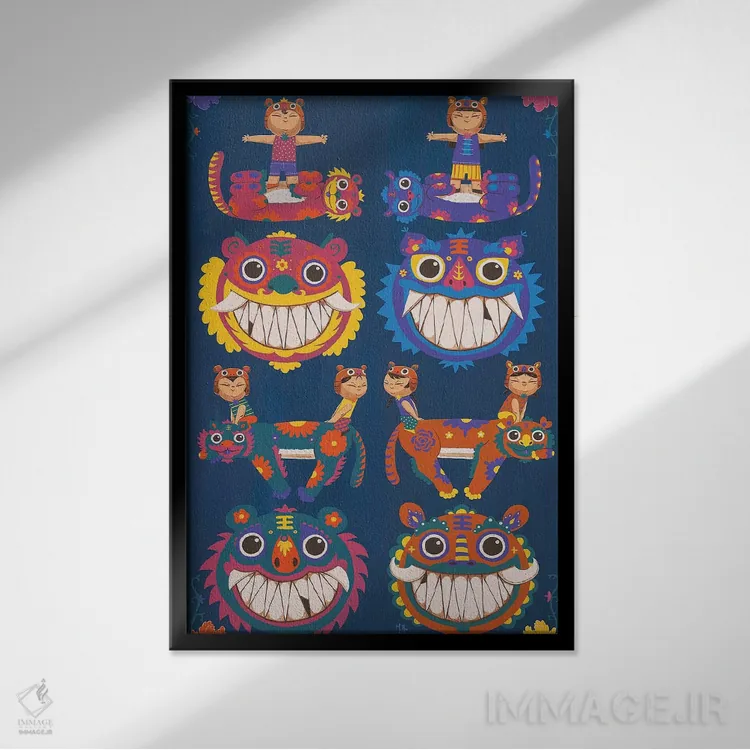 تابلو دکوراتیو ببرها اثر مارتین هسو - نمای قابدار مشکی