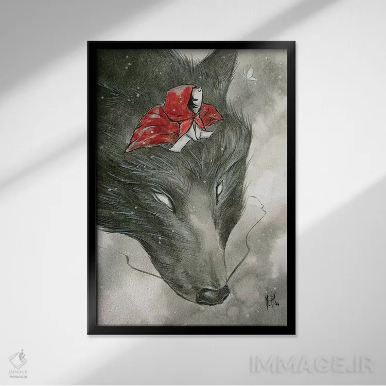 تابلو دکوراتیو حیوانات روحی اثر مارتین هسو - نمای قابدار مشکی