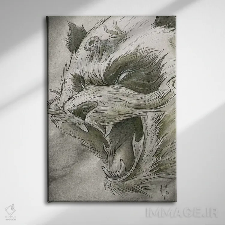 تابلو دکوراتیو حیوانات روحی اثر مارتین هسو - نمای روبهرو روی دیوار