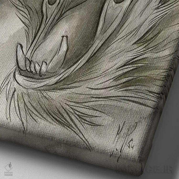 تابلو دکوراتیو حیوانات روحی اثر مارتین هسو - نمای نزدیک بافت بوم