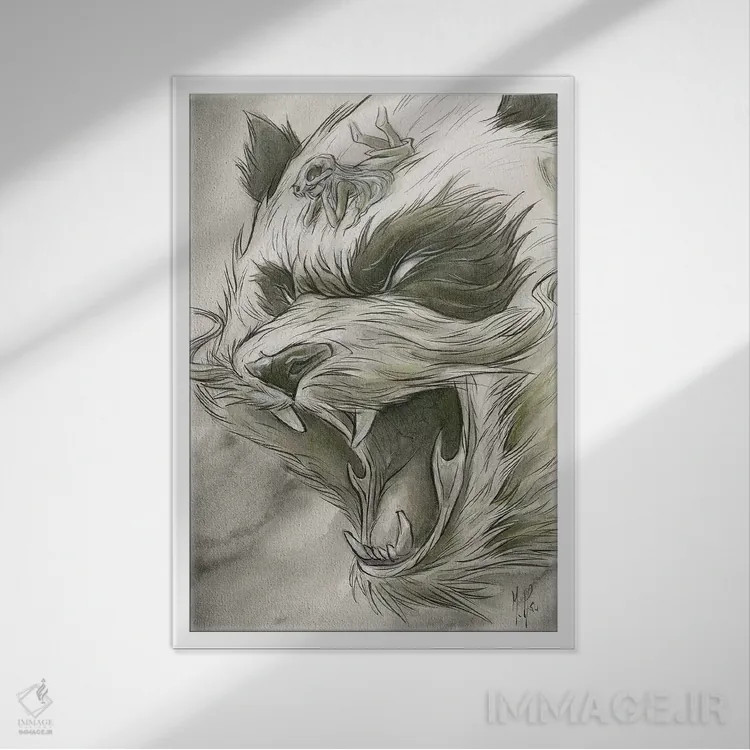 تابلو دکوراتیو حیوانات روحی اثر مارتین هسو - نمای قابدار سفید