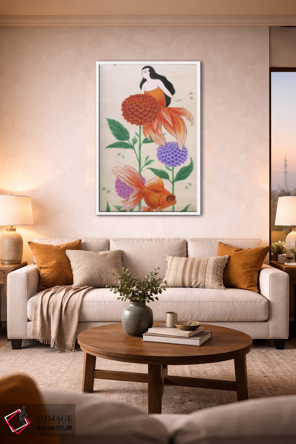 تابلو دکوراتیو پری های دریایی ماهی طلایی اثر مارتین هسو - D1W