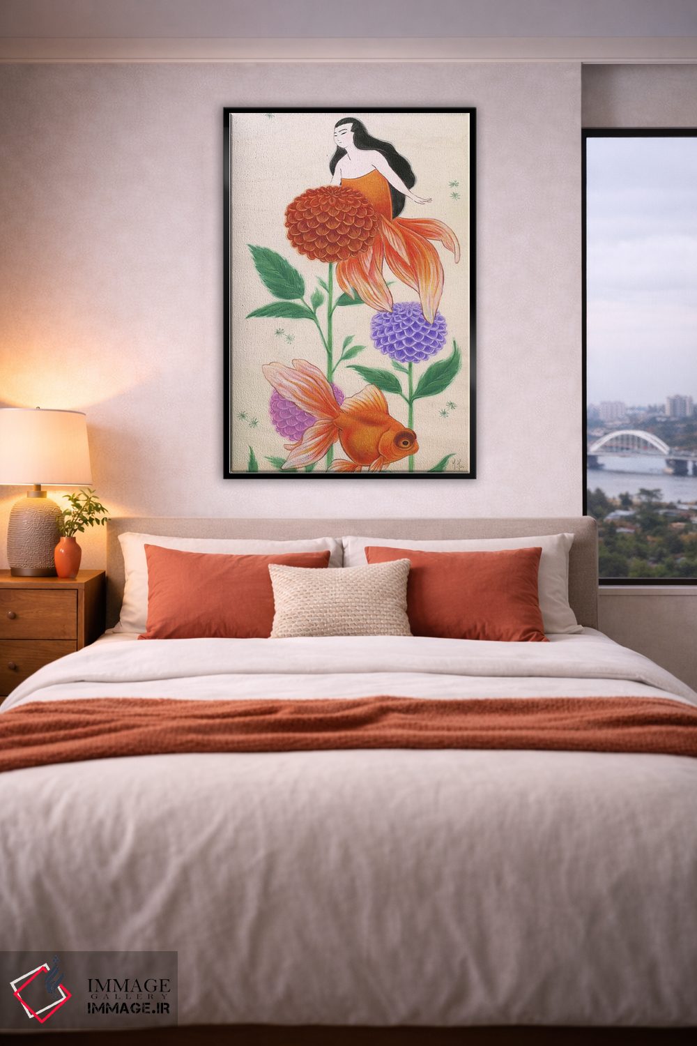 تابلو دکوراتیو پری های دریایی ماهی طلایی اثر مارتین هسو - D5B