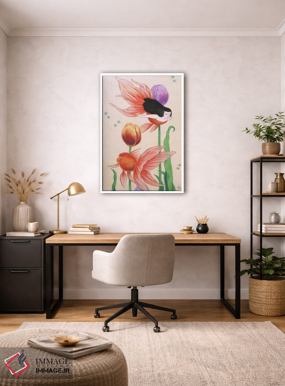 تابلو دکوراتیو پری های دریایی ماهی طلایی اثر مارتین هسو - D2W