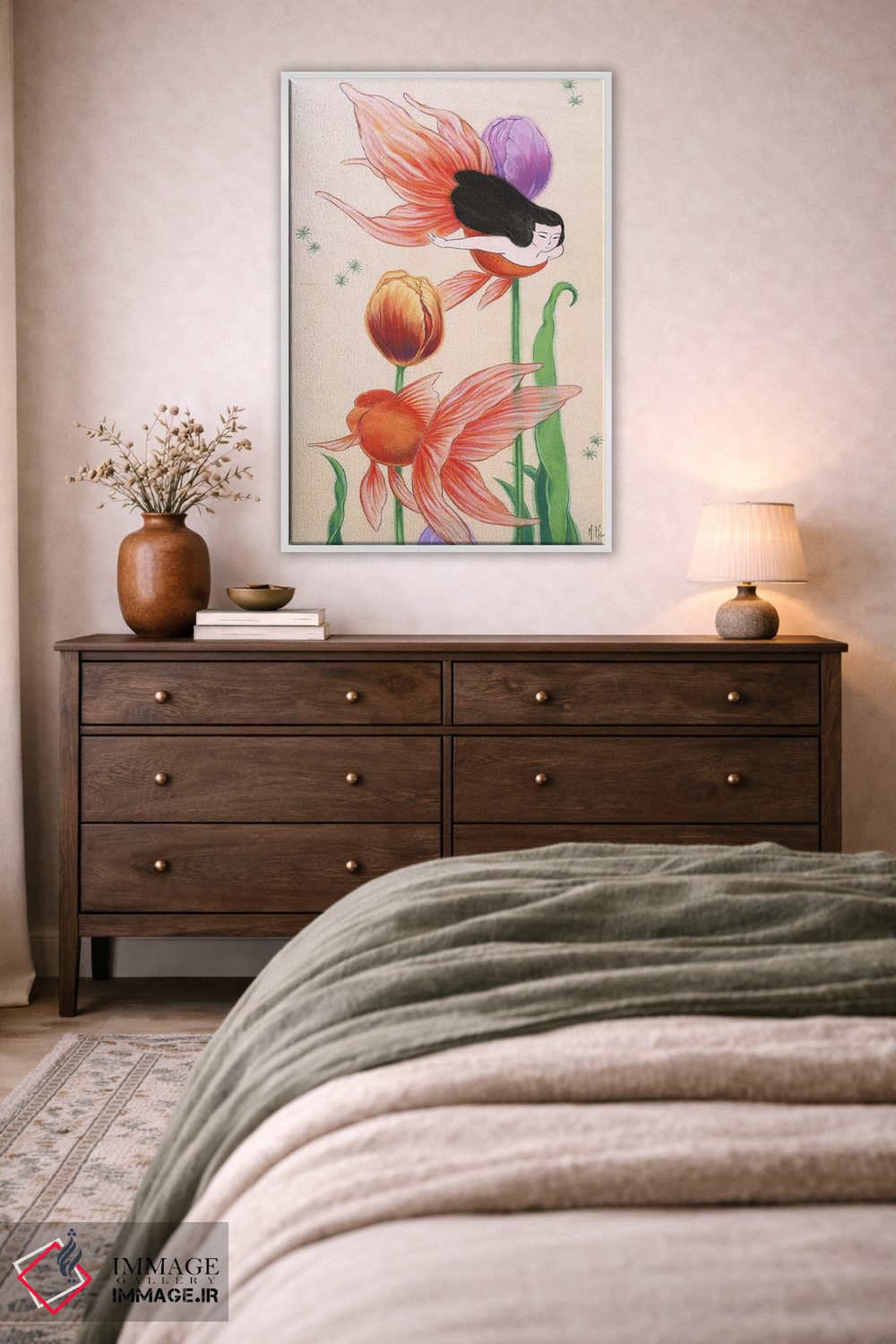 تابلو دکوراتیو پری های دریایی ماهی طلایی اثر مارتین هسو - D4W