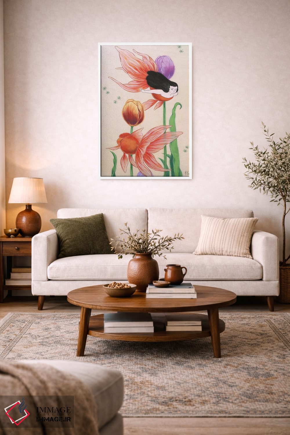 تابلو دکوراتیو پری های دریایی ماهی طلایی اثر مارتین هسو - D3W