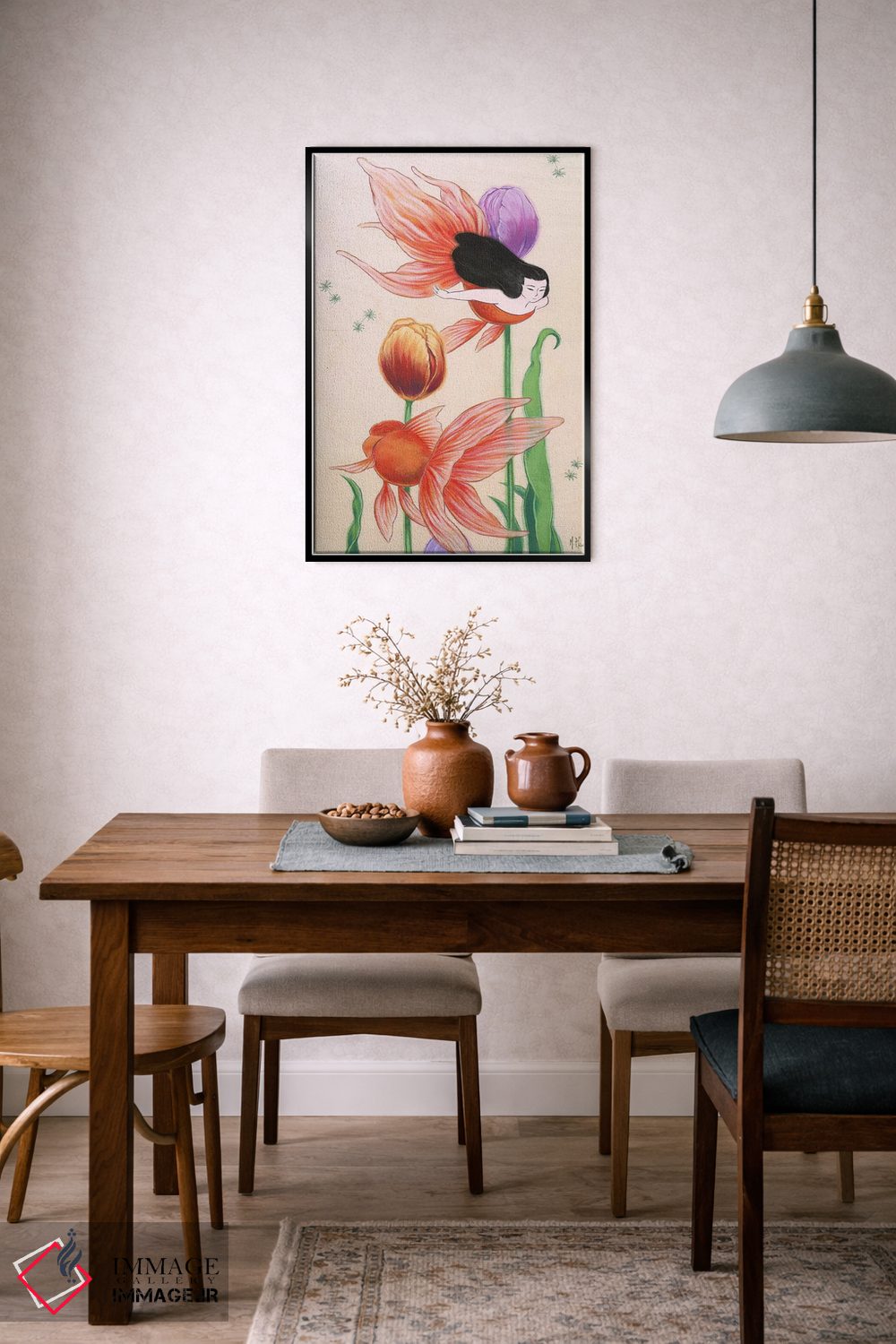 تابلو دکوراتیو پری های دریایی ماهی طلایی اثر مارتین هسو - D6B