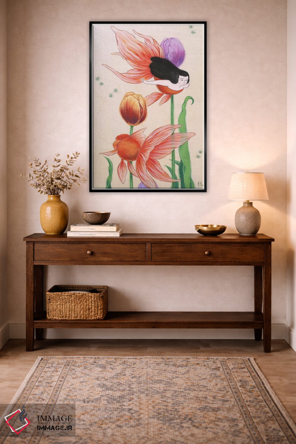 تابلو دکوراتیو پری های دریایی ماهی طلایی اثر مارتین هسو - D5B