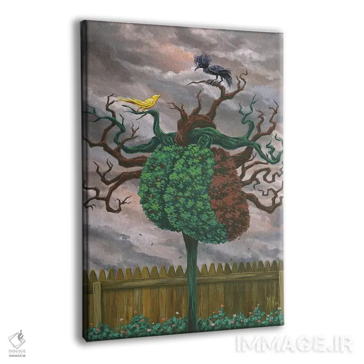 تابلو دکوراتیو پرنده آوازخوان و کلاغ اثر مارتین هسو - نمای پرسپکتیو محصول