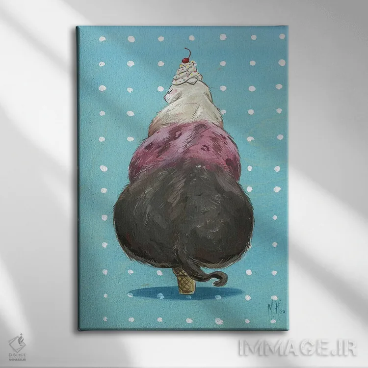 تابلو دکوراتیو گربه بستنی اثر مارتین هسو - نمای روبهرو روی دیوار