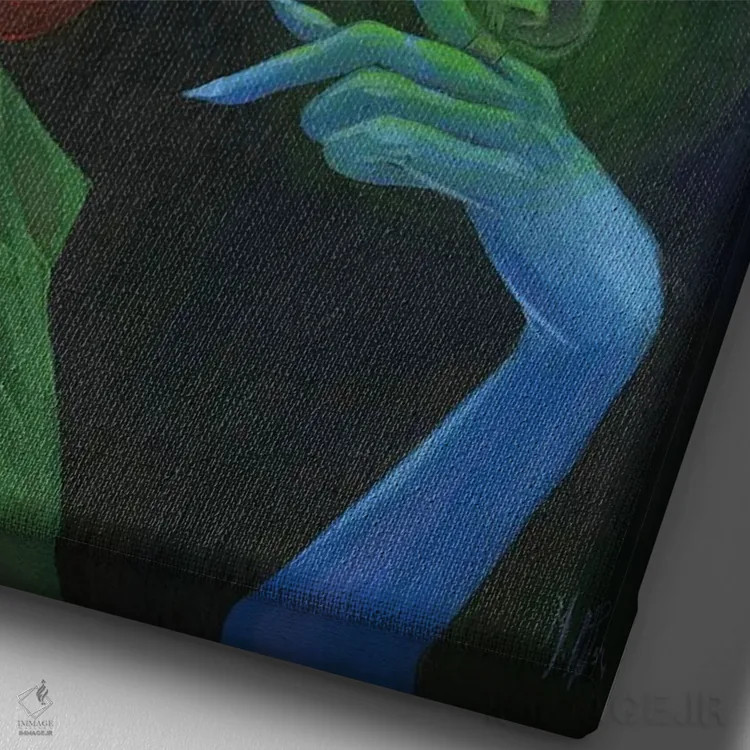 تابلو دکوراتیو زن افسونگر اثر مارتین هسو - نمای نزدیک بافت بوم