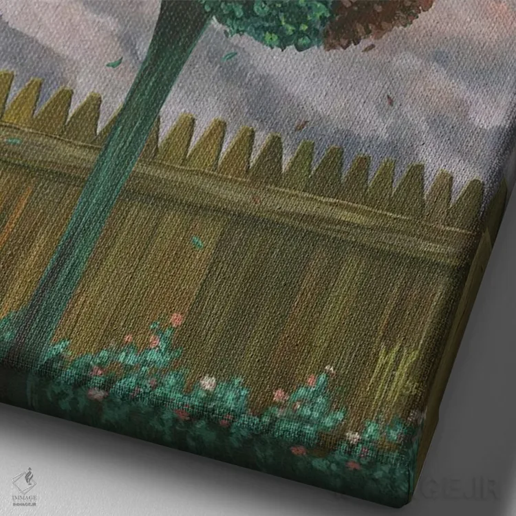 تابلو دکوراتیو پرنده آوازخوان و کلاغ اثر مارتین هسو - نمای نزدیک بافت بوم