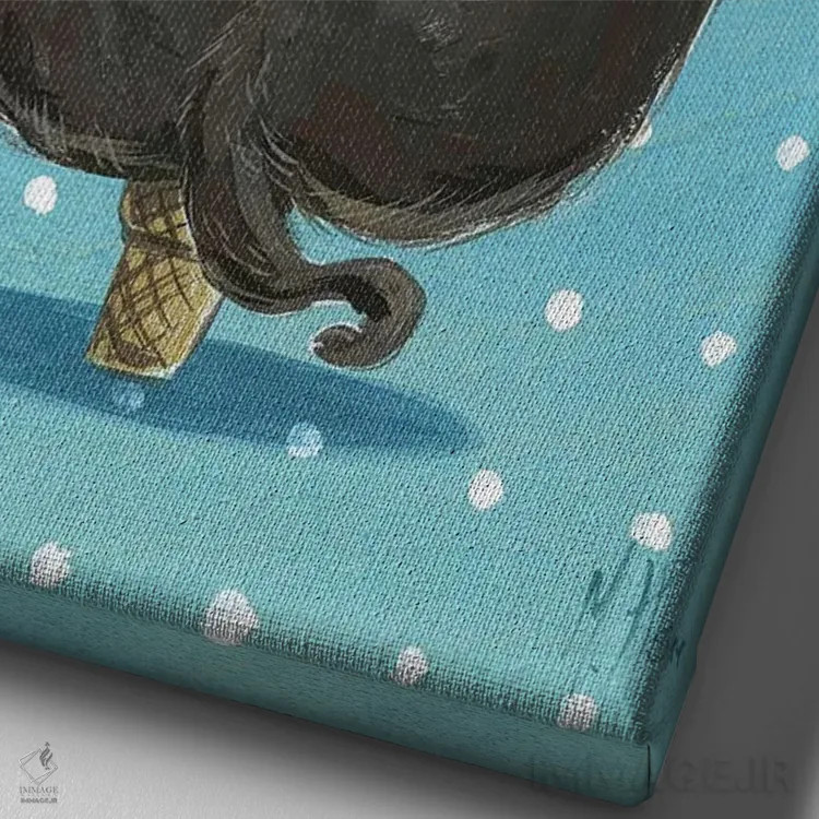 تابلو دکوراتیو گربه بستنی اثر مارتین هسو - نمای نزدیک بافت بوم