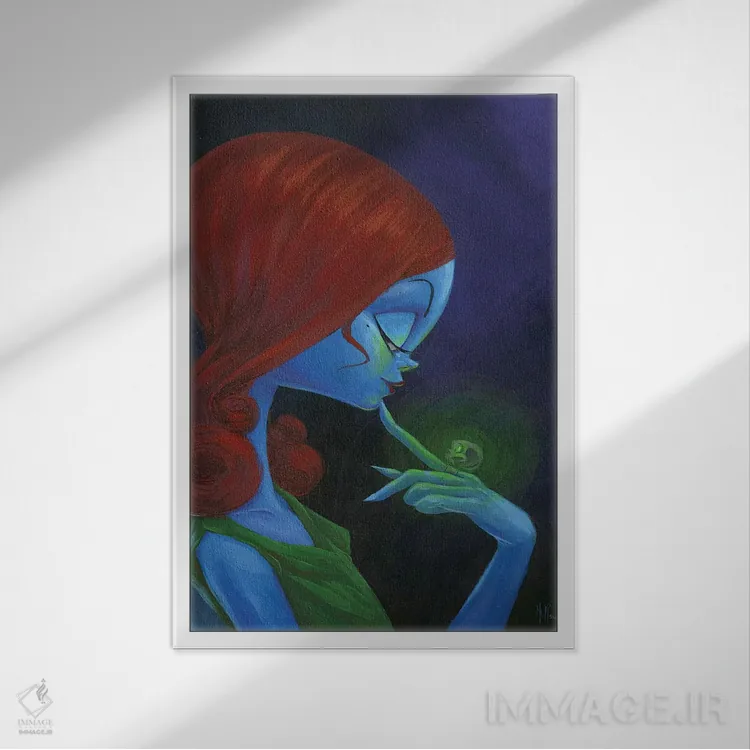 تابلو دکوراتیو زن افسونگر اثر مارتین هسو - نمای قابدار سفید