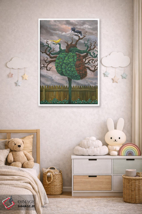 تابلو دکوراتیو پرنده آوازخوان و کلاغ اثر مارتین هسو - D3W