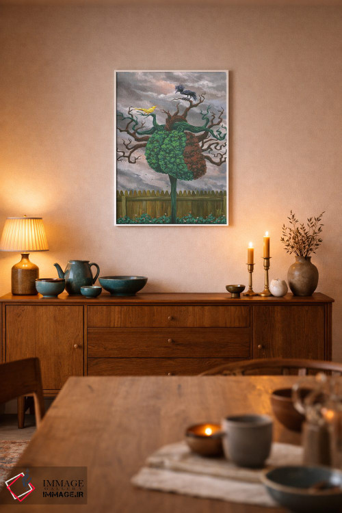 تابلو دکوراتیو پرنده آوازخوان و کلاغ اثر مارتین هسو - D6W