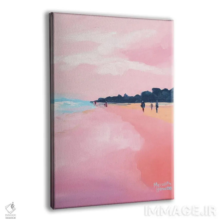 تابلو دکوراتیو ساحل آفتابی به رنگ صورتی اثر مردیت هاوس - نمای پرسپکتیو محصول