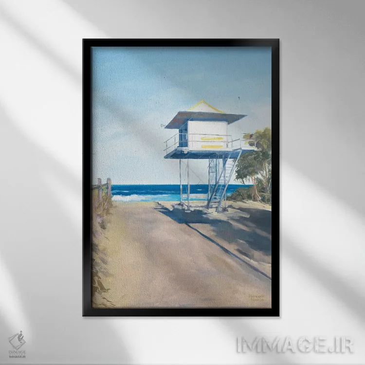 تابلو دکوراتیو برج نجات غریق در کوراموندی اثر مردیت هاوس - نمای قابدار مشکی