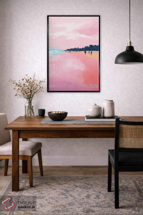 تابلو دکوراتیو ساحل آفتابی به رنگ صورتی اثر مردیت هاوس - D4B