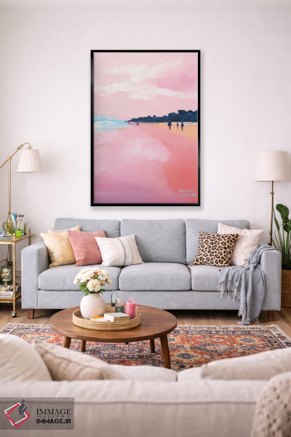 تابلو دکوراتیو ساحل آفتابی به رنگ صورتی اثر مردیت هاوس - D1B