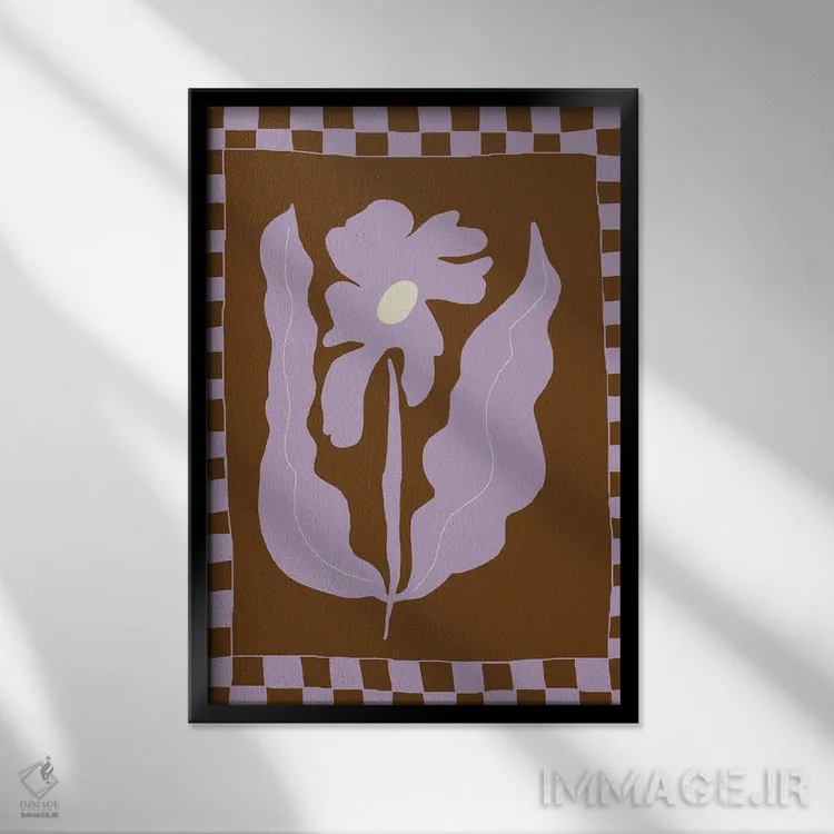 تابلو مدرن گل مینیمال انتزاعی اثر استودیو هنری میهو - نمای قابدار مشکی