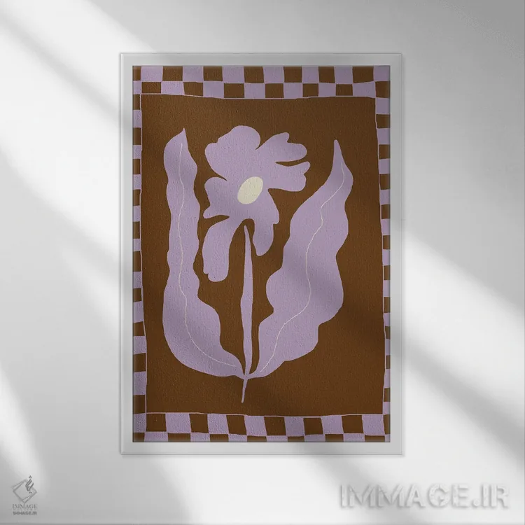 تابلو مدرن گل مینیمال انتزاعی اثر استودیو هنری میهو - نمای قابدار سفید