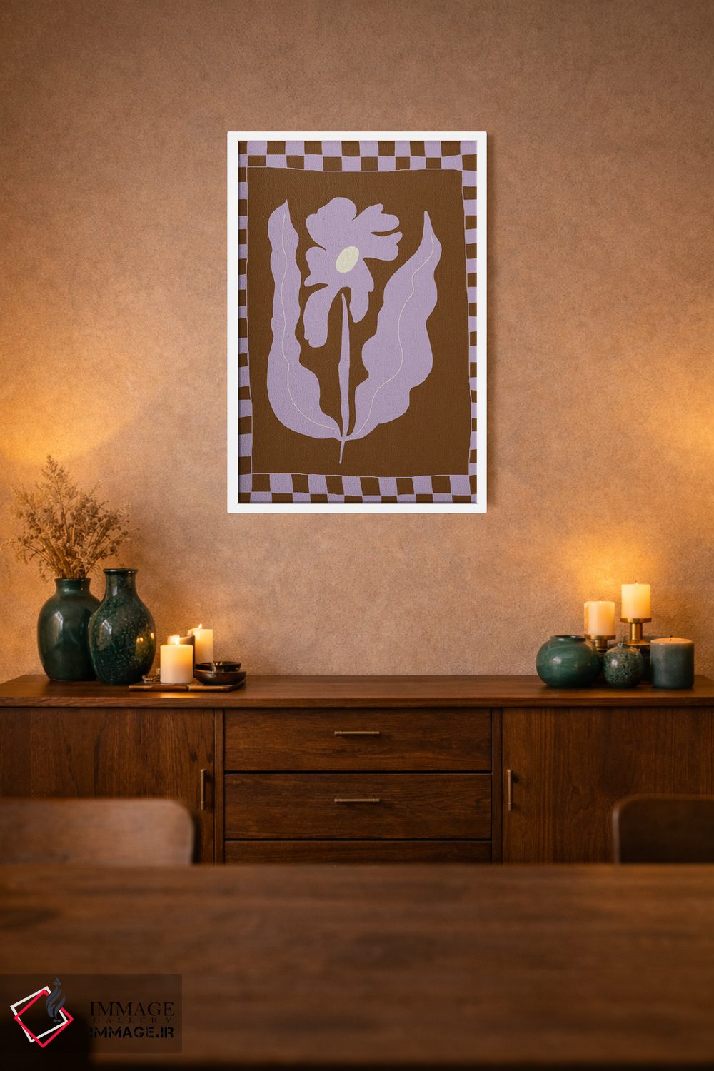 تابلو مدرن گل مینیمال انتزاعی اثر استودیو هنری میهو - D1W