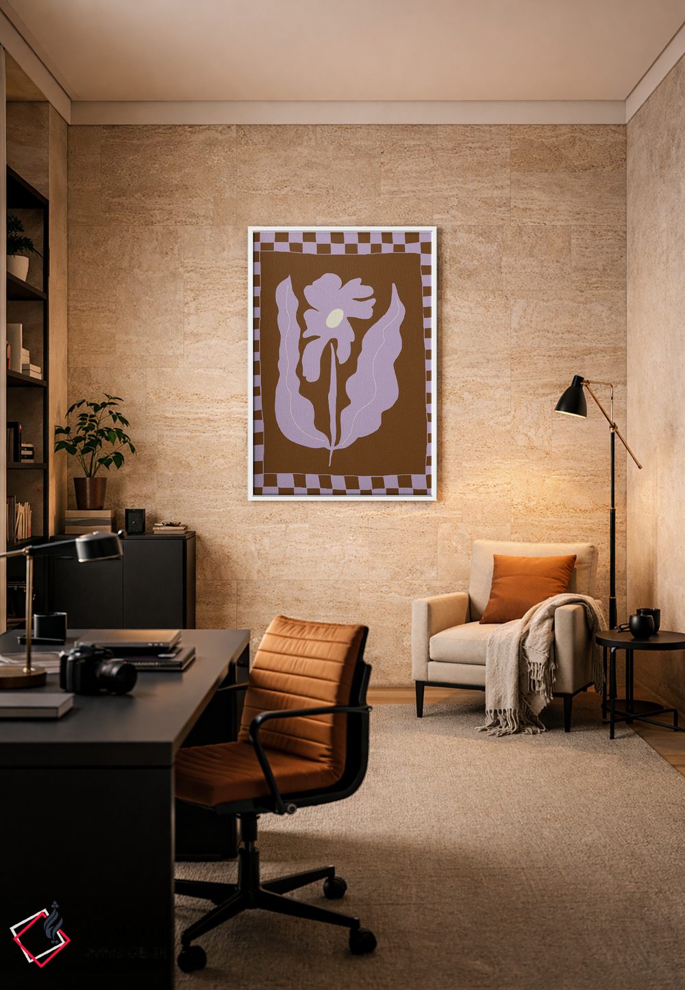 تابلو مدرن گل مینیمال انتزاعی اثر استودیو هنری میهو - D5W