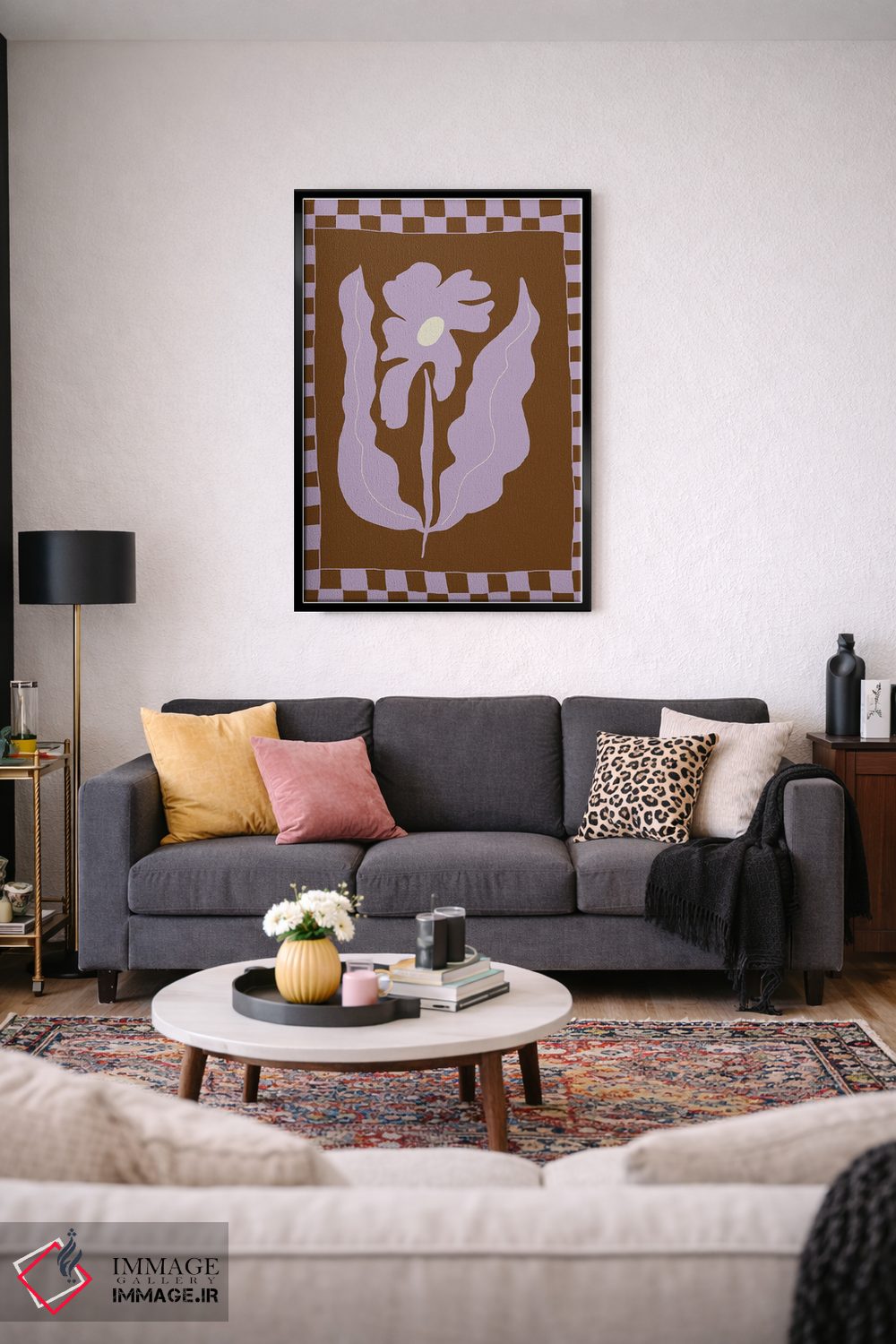 تابلو مدرن گل مینیمال انتزاعی اثر استودیو هنری میهو - D4B