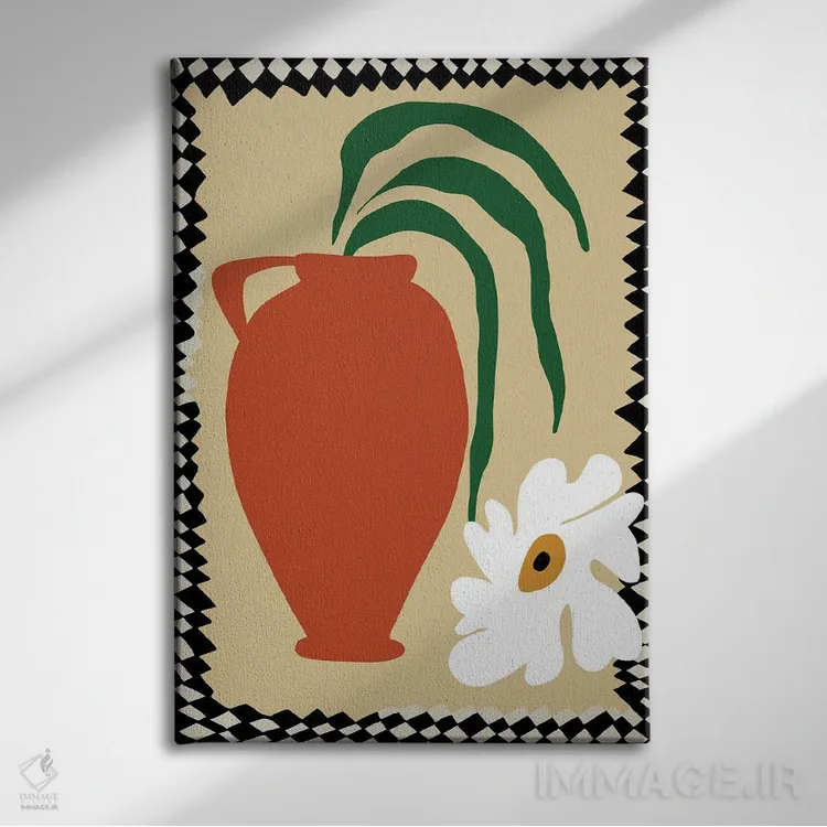 تابلو مدرن "سرامیک پاییزی گل شاد" اثر استودیو هنری میهو - نمای روبهرو روی دیوار