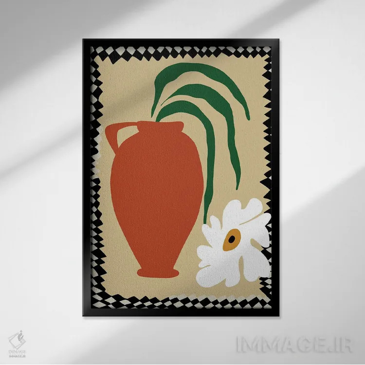 تابلو مدرن "سرامیک پاییزی گل شاد" اثر استودیو هنری میهو - نمای قابدار مشکی