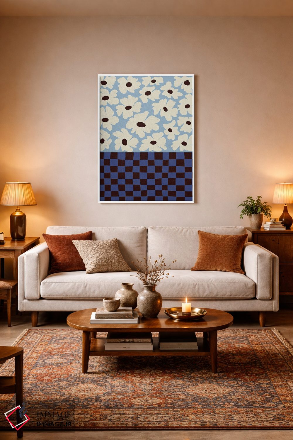 تابلو مدرن شطرنجی گل ها اثر استودیو هنری میهو - D2W