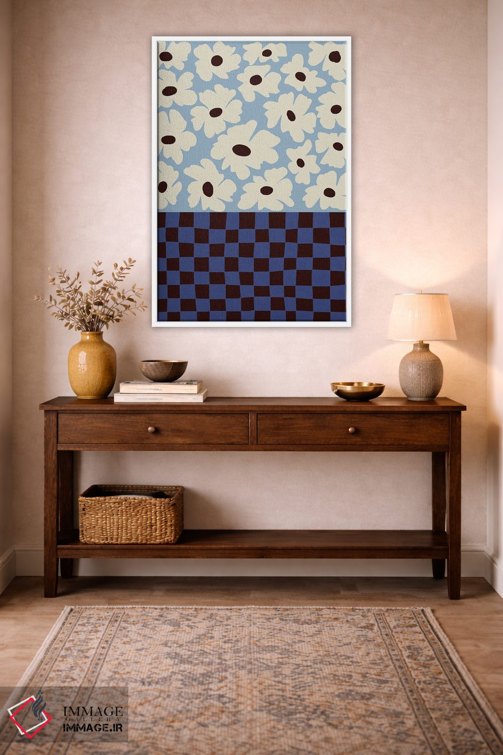 تابلو مدرن شطرنجی گل ها اثر استودیو هنری میهو - D3W