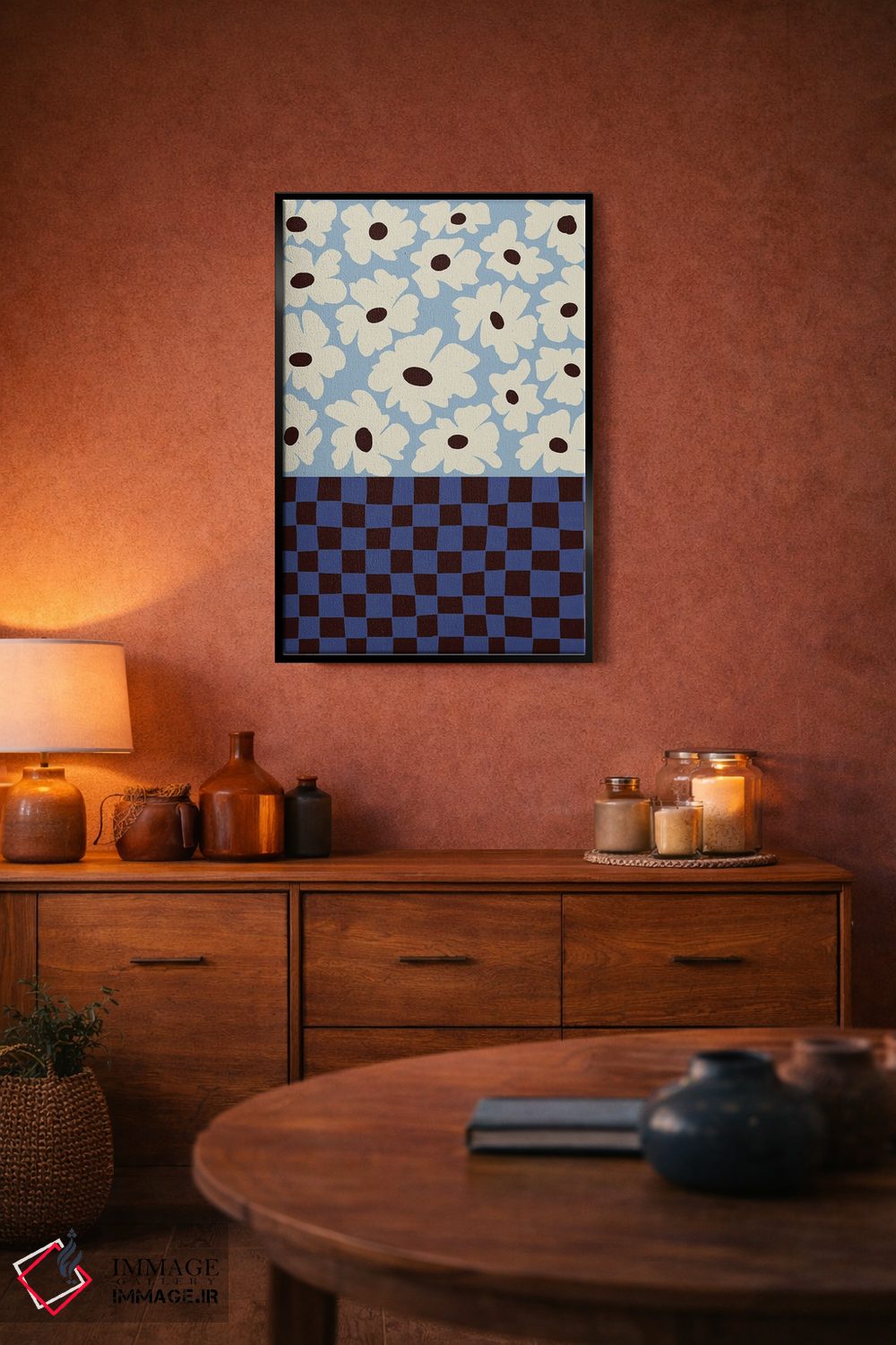 تابلو مدرن شطرنجی گل ها اثر استودیو هنری میهو - D5B