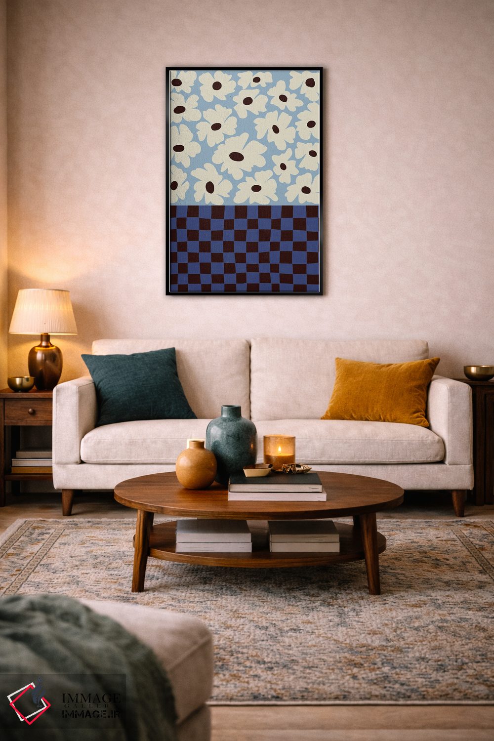 تابلو مدرن شطرنجی گل ها اثر استودیو هنری میهو - D4B