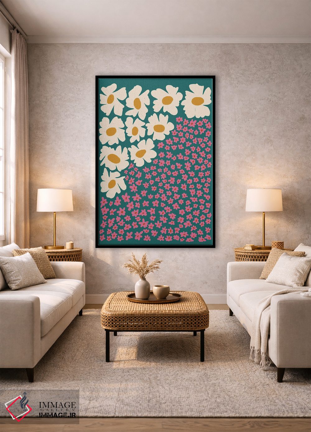 تابلو مدرن "گل انتزاعی پاپ آرت ۲" اثر استودیو هنری میهو - D1B