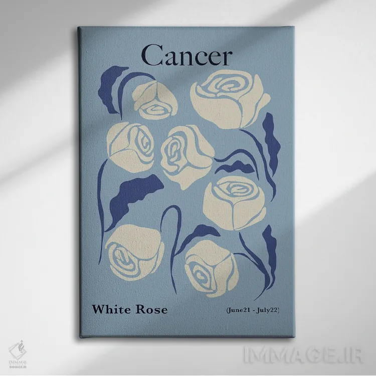 تابلو مینیمال "رز سفید سرطان" اثر استودیو هنری میهو - نمای روبهرو روی دیوار