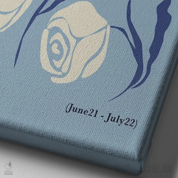 تابلو مینیمال "رز سفید سرطان" اثر استودیو هنری میهو - نمای نزدیک بافت بوم