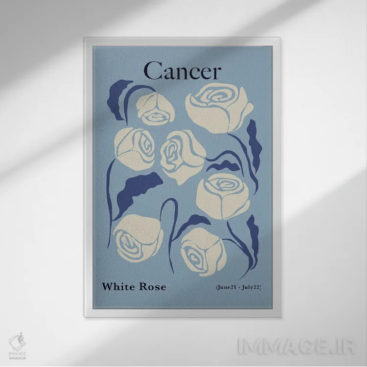تابلو مینیمال "رز سفید سرطان" اثر استودیو هنری میهو - نمای قابدار سفید