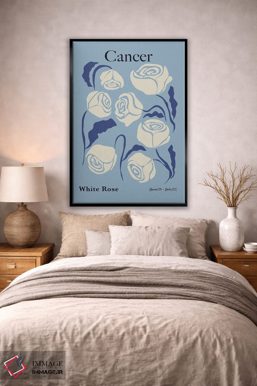 تابلو مینیمال "رز سفید سرطان" اثر استودیو هنری میهو - D2B