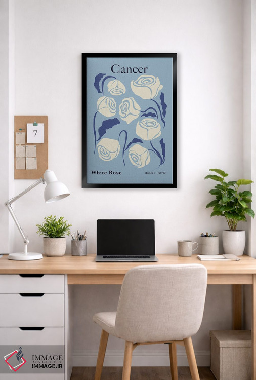 تابلو مینیمال "رز سفید سرطان" اثر استودیو هنری میهو - D3B