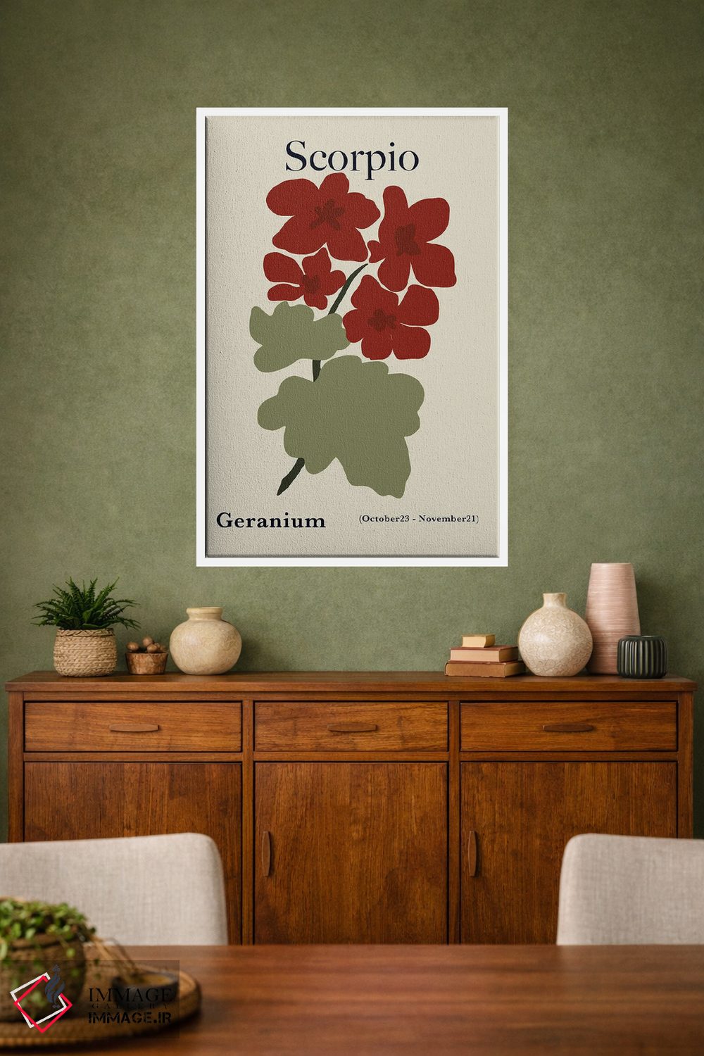 تابلو مینیمال "شمعدانی قرمز عقرب" اثر استودیو هنری میهو - D1W